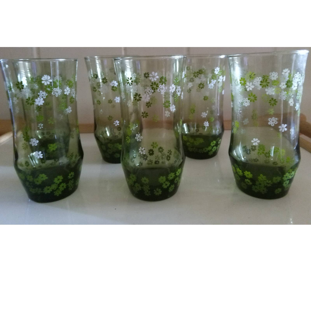 Vtg LIBBEY Crazy Daisy Spring Blossom Drinking Glasses Tumblers Set of 6